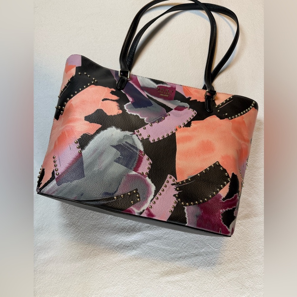 Arty StatementDNKY Pink & Black Tote Bag w/ Abstract Design Art 2 Wear Festive
